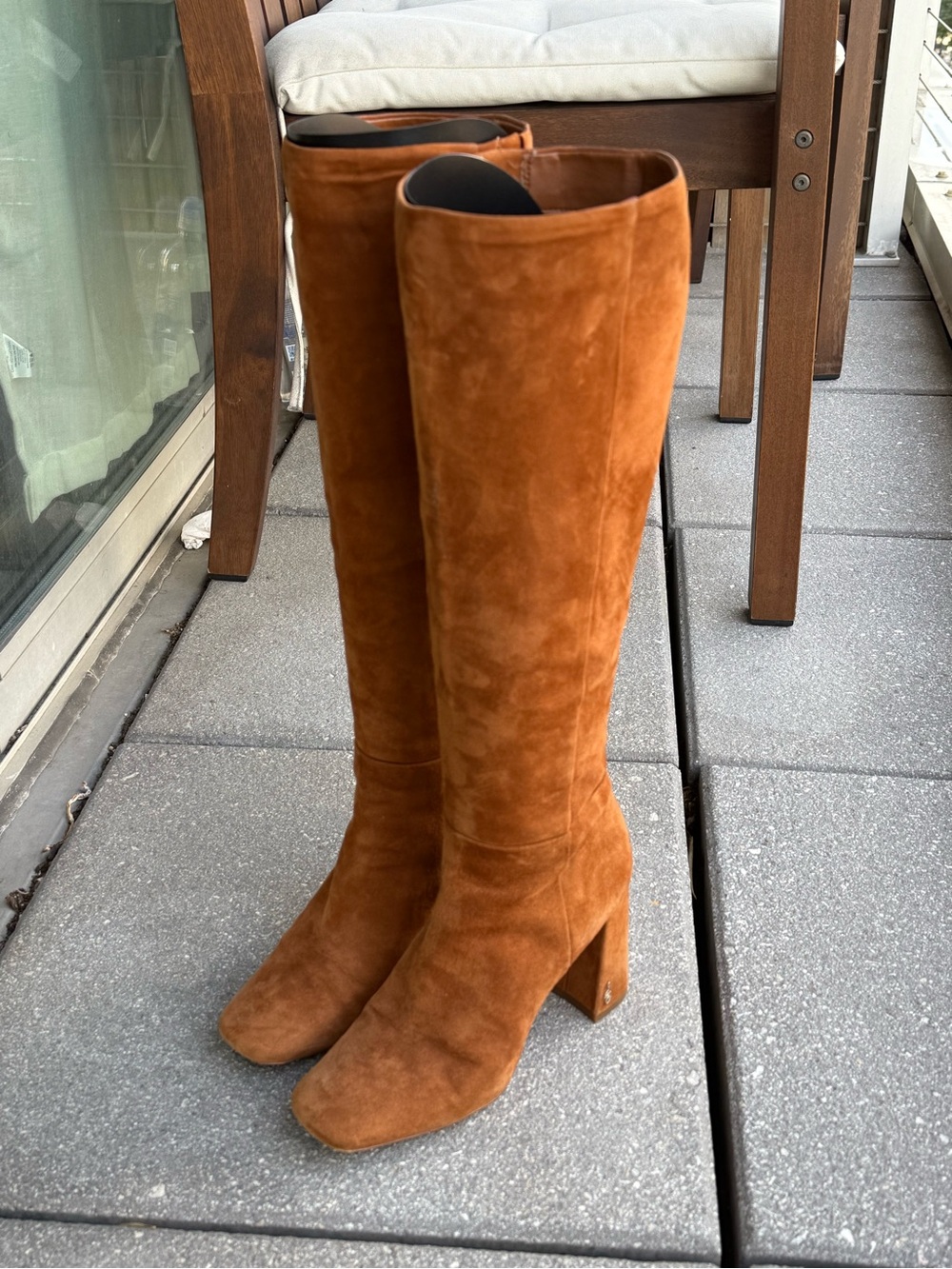 Sam Edelman Cognac Brown Suede Tall Knee-High Boots Size 7 - Picture 2 of 4